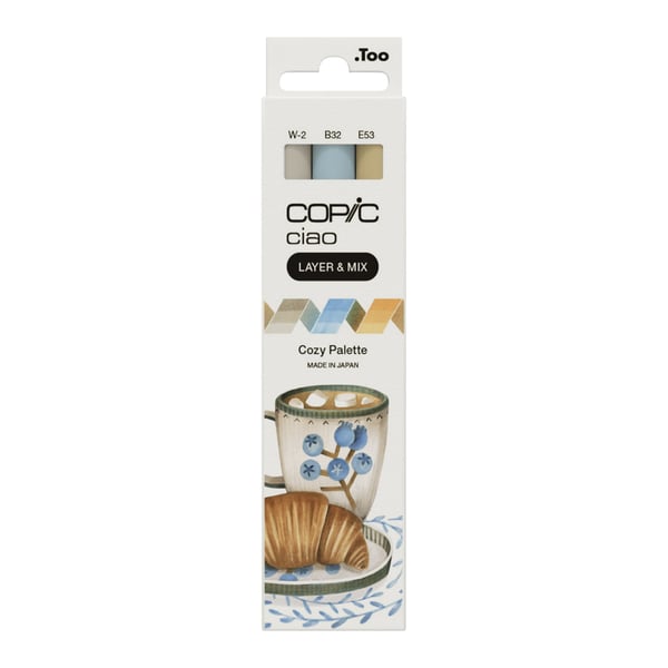 Copic Ciao "LAYER & MIX" Cozy Palette speedmarker 3 stk Mejsel/børstespids Beige, Lyse Blå, Varm grå Copic Ciao "LAYER & MIX" Cozy Palette speedmarker 3 stk Mejsel/børstespids Beige, Lyse Blå, Varm grå