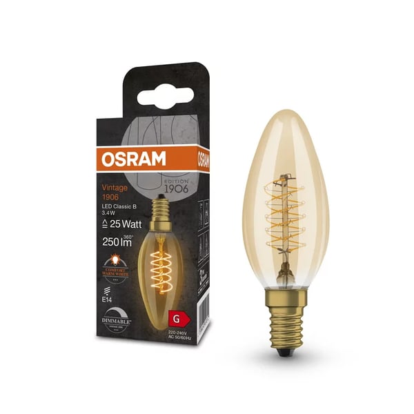Ledvance LED KERZE 3,4W 2200K E14 / LEDVAN VINTAGE 1906 CLB DIM 4099854091612