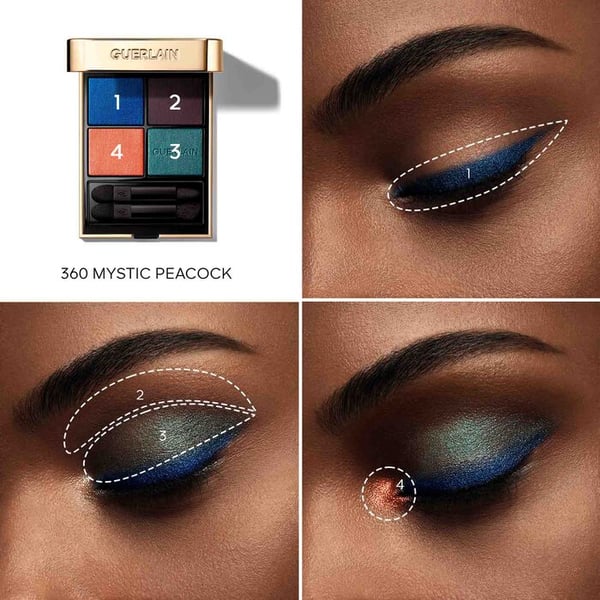 Miniatyrbild 2 av 4: Guerlain Ombres G ögonskugga 360 Mystic Peacock Matt, Metallisk, Pärlemorfärgad, Satin