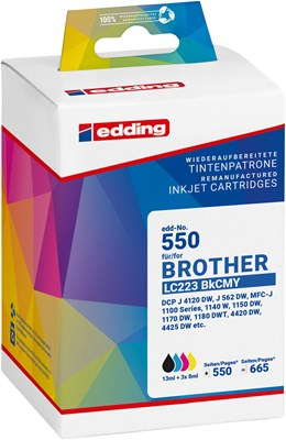 Edding EDD-477 bläckpatroner 4 styck Kompatibel Svart, Cyan, Magenta, Gul