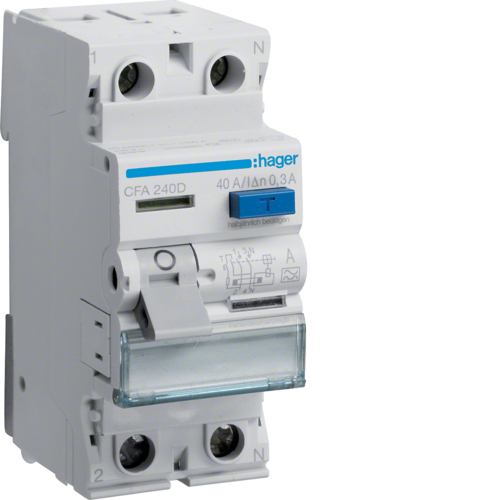 Hager CFA240D kredsløbsafbryder Reststrøm enhed Type A 2 modul(er)