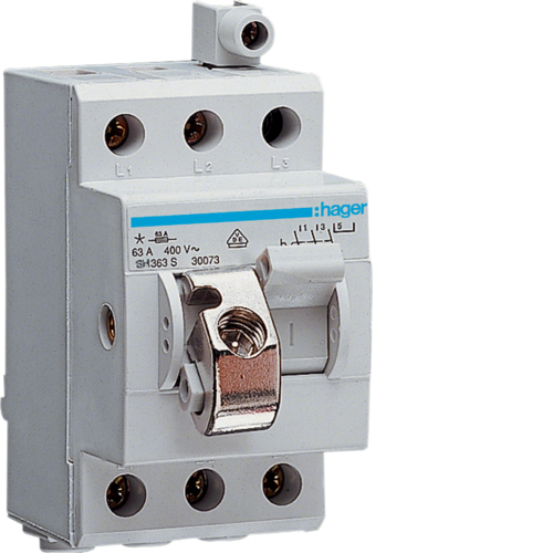 Hager SH363S sähkökytkin 3P Sininen, Harmaa