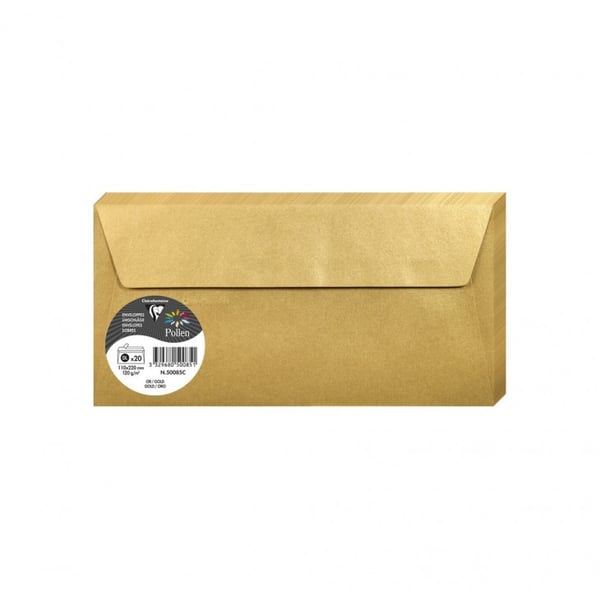 Miniatyrbild 1 av 2: Clairefontaine 50085C kuvert DL (110 x 220 mm) Guld 20 styck