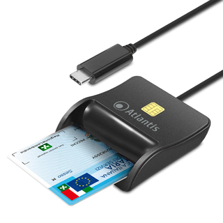 Atlantis Land P005-SMARTCR-C älykortin lukijalaite USB USB Type-C Musta