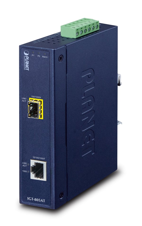 PLANET IGT-805AT netværksomformer til medie 1000 Mbit/s Blå