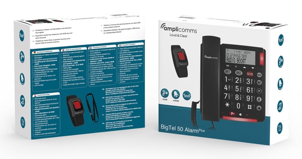 Miniatyrbild 5 av 5: amplicomms BigTel 50 Alarm Plus Analog telefon Namn och uppringnings-ID Mörkgrå