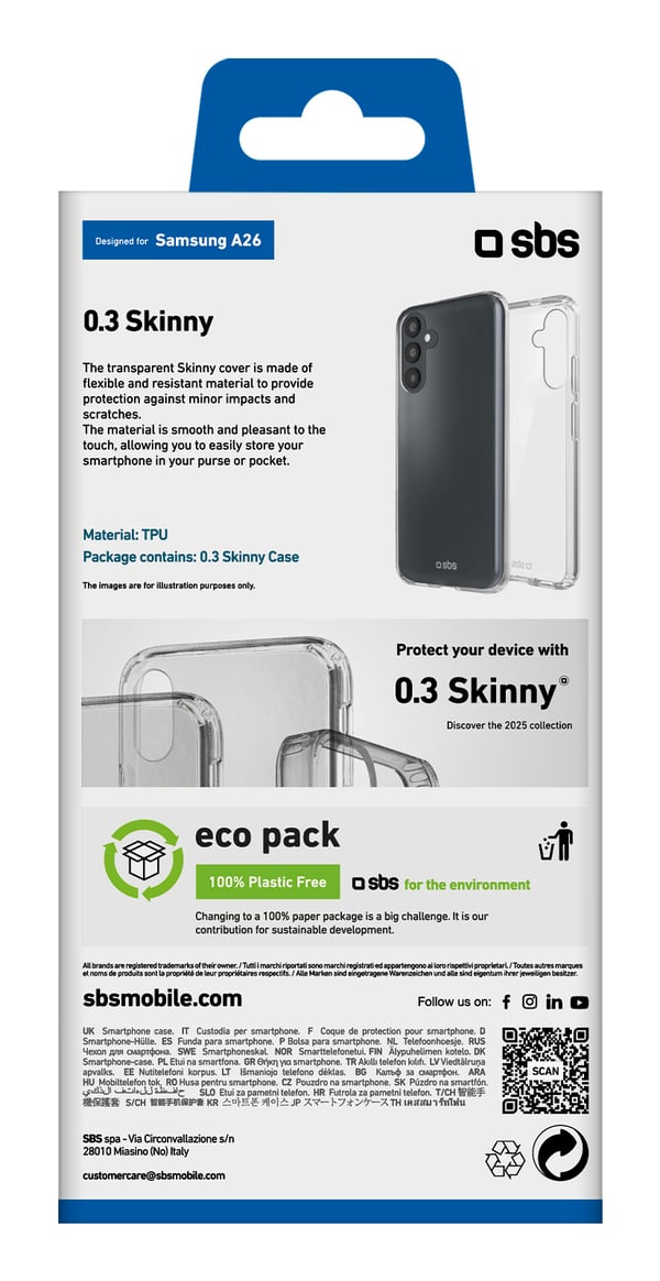 SBS TESKINSAA26T mobiltelefon etui 16,8 cm (6.6") Cover Transparent