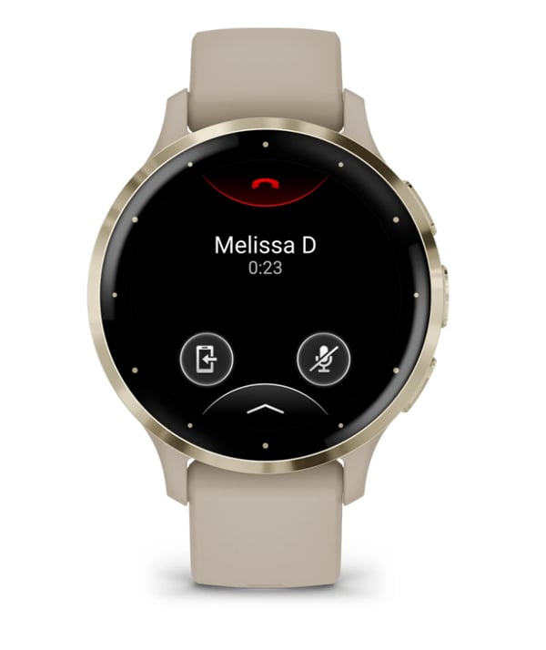 Garmin Venu 3S med HRM Elevate Ox pulssensor (ljusguldinfattning / pulvergrå boett / pulvergrå rem)