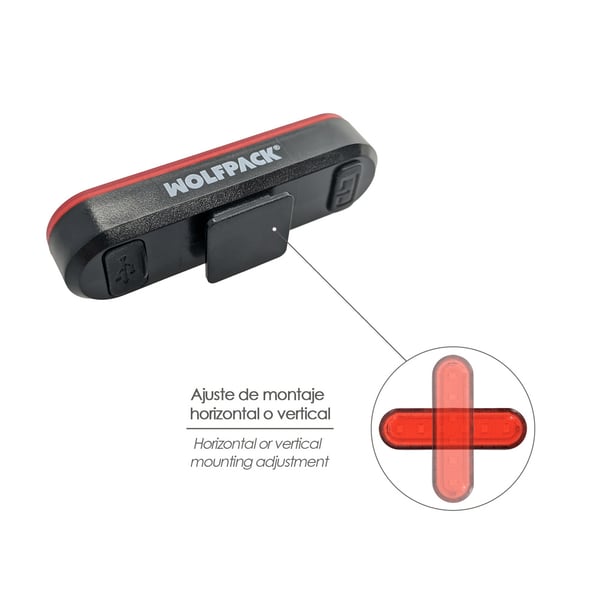 Wolfpack Luz Led Trasera Para Bicicleta / Patinete 100 Lumenes (4 Modos) Bateria Recargable USB