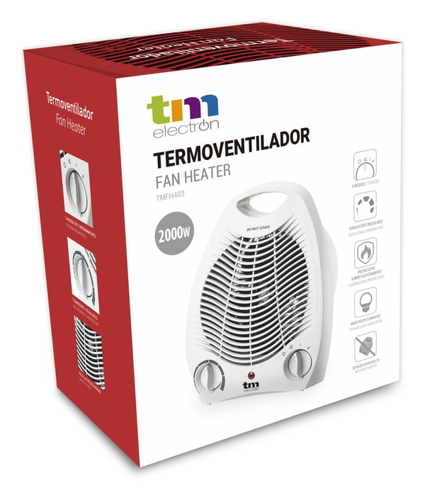 TM Electron TMFH403 varmeapparat Indendørs Hvid 2000 W Blæser med elektrisk områdevarmer