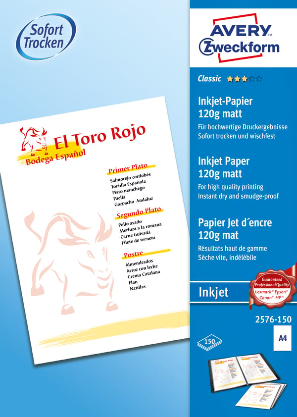 Miniatyrbillede 1 af 4: Avery 2576-150 printpapir A4 (210x297 mm) Mat 150 ark Hvid