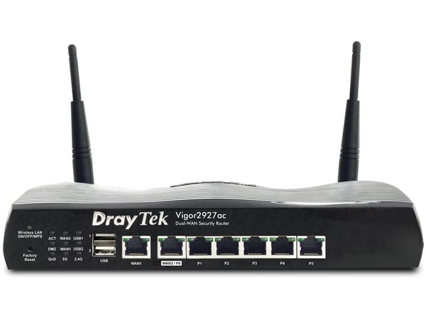 Miniatyrbillede 1 af 4: DrayTek Vigor2927ac trådløs router Gigabit Ethernet Dual-band (2,4 GHz / 5 GHz) 4G Sort