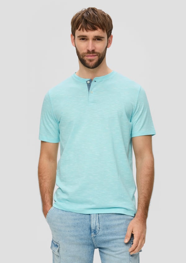 s.Oliver 2141236.60G1.XXL skjorte & top Top (tøj) Henley-hals Kort ærme Bomuld