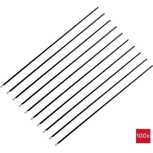 TRU COMPONENTS TC-12647624 kabelsamler Stige kabelbinder Rustfrit stål Sort, Rustfrit stål 100 stk