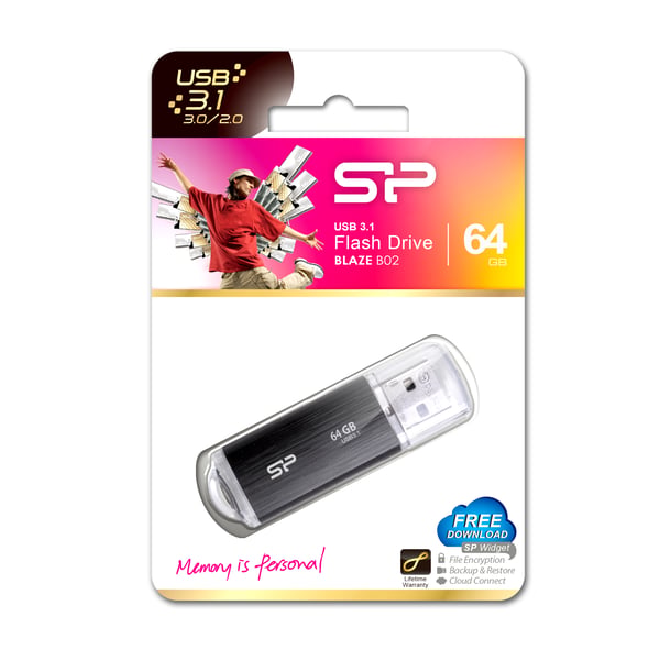 Silicon Power Blaze B02 USB-sticka 64 GB USB Type-A 3.2 Gen 1 (3.1 Gen 1) Svart