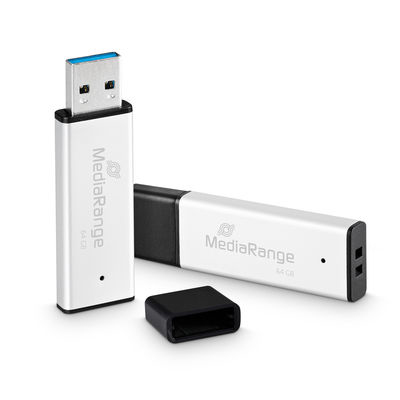 MediaRange MR1901 USB-nøgle 64 GB USB Type-A 3.2 Gen 1 (3.1 Gen 1) Sort, Sølv