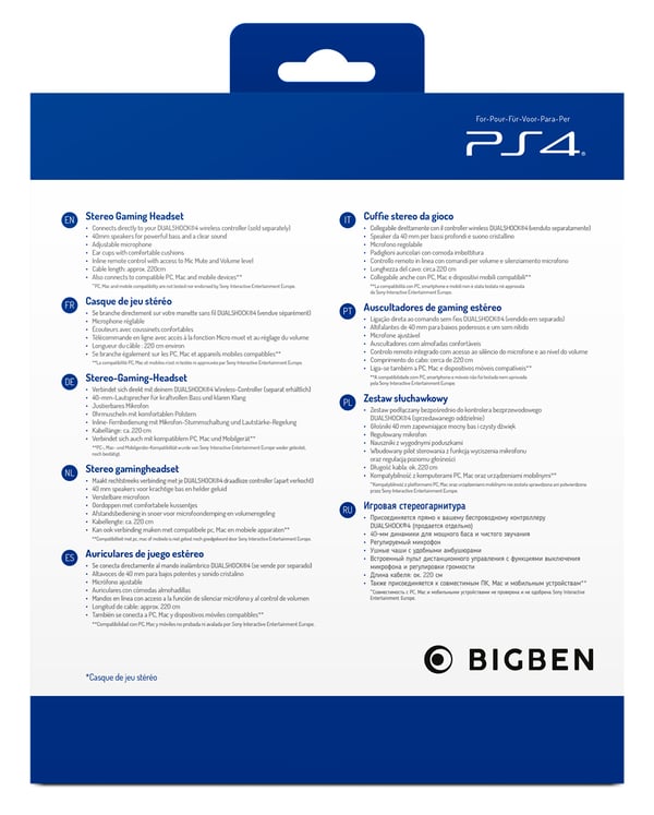 Bigben Interactive PS4OFHEADSETV3G Kuulokkeet Langallinen Pääpanta Pelaaminen Sininen