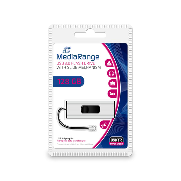 MediaRange MR918 USB-sticka 128 GB USB Type-A / Micro-USB 3.2 Gen 1 (3.1 Gen 1) Svart, Silver