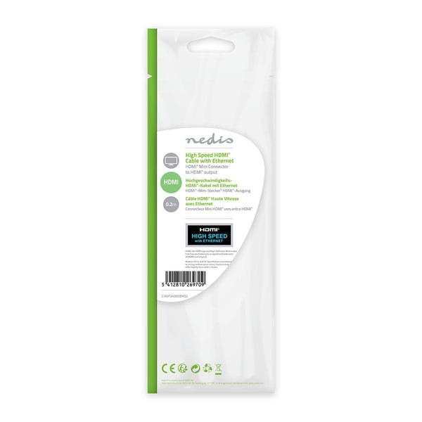 Miniatyrbild 2 av 4: Nedis CVGP34590BK02 HDMI-kabel 0,2 m HDMI Type C (Mini) HDMI Typ A (standard) Svart
