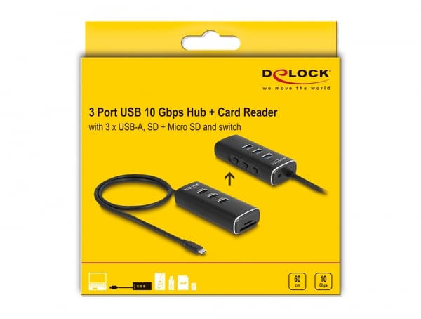 DeLOCK 64234 keskitin USB 3.2 Gen 1 (3.1 Gen 1) Type-C 10000 Mbit/s Musta
