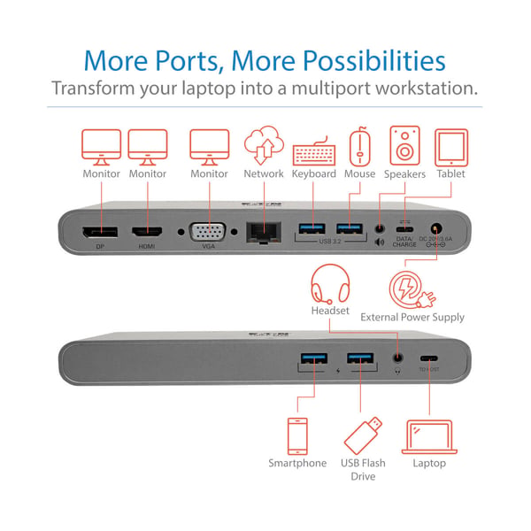Miniatyrbillede 12 af 12: Tripp Eaton Tripp Lite Series USB-C Dock, Triple Display