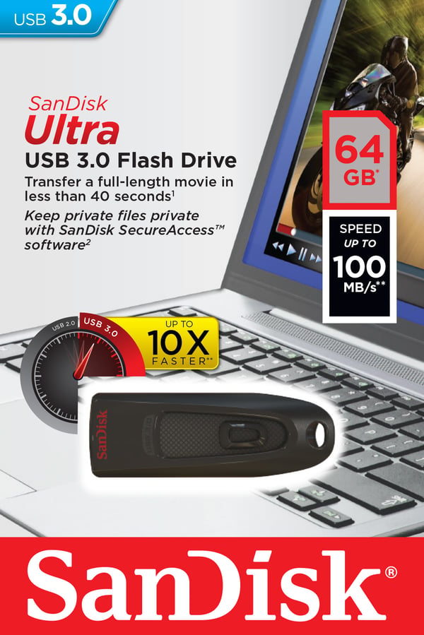 Pikkukuva 5 / 9: SanDisk Ultra USB-muisti 64 GB USB A-tyyppi 3.2 Gen 1 (3.1 Gen 1) Musta
