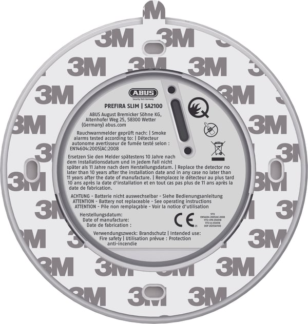 Miniatyrbild 2 av 4: ABUS PREFIRA Slim Plus Rauchwarnmelder (Ø x H) 110 mm x 28.5 mm