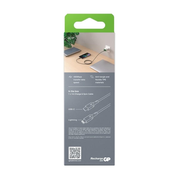 Miniatyrbillede 3 af 6: GP Batteries CL1P 1 m Grå