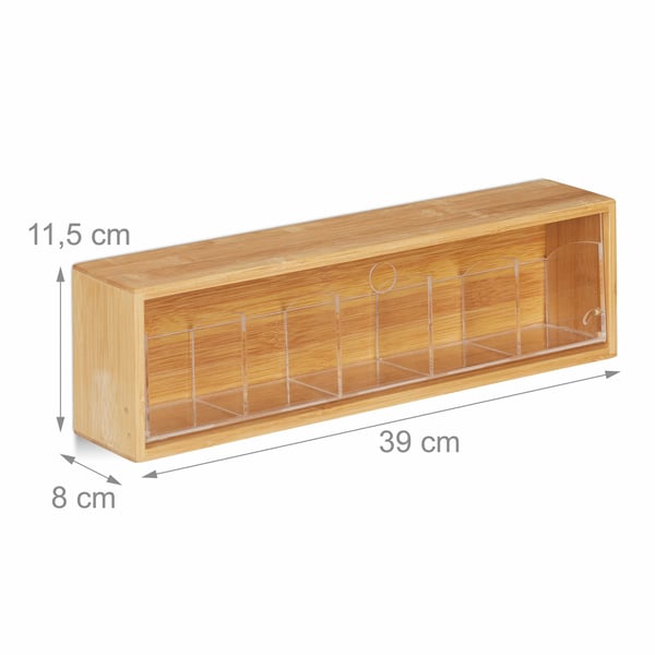 Relaxdays 4052025288464 teelaatikko Bamboo, Muovi