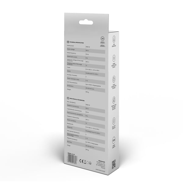 Savio Surge Protective 3-socket power strip 1.5m white LZ-07 3 AC stikkontakt(er) Type F 1,5 m Hvid