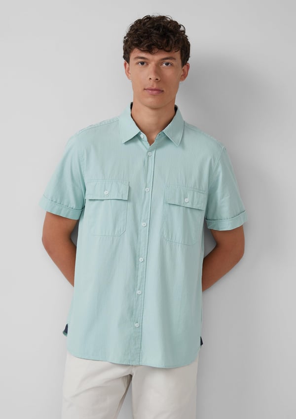 s.Oliver 2165424.6092.S skjorte & top Point collar Kort ærme Bomuld