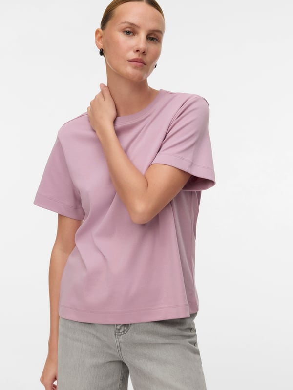 Vero Moda AWNAIMA T-Shirt,10294544,S Rund krave Kort ærme Bomuld