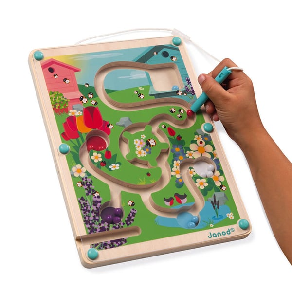 JANOD Wooden Magnetic Beehive Maze motorspel