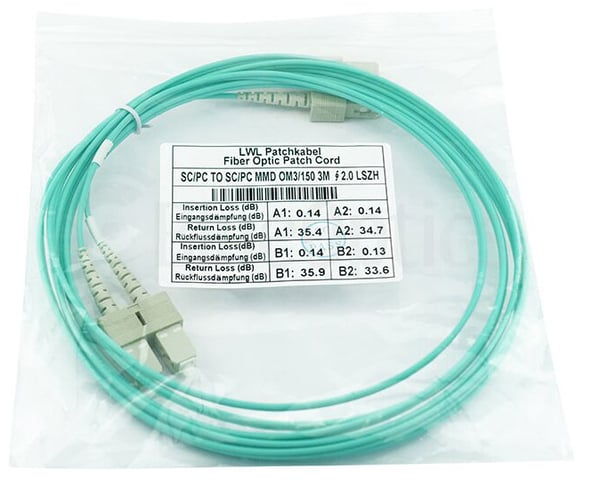 Miniatyrbild 4 av 5: BlueOptics Duplex LWL Patchkabel SC-SC OM3 2 Meter InfiniBand och fiberoptisk kabel 2 m Cyan