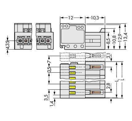 Miniatyrbillede 2 af 2: Wago 734-304 termisk blok 4P Grå