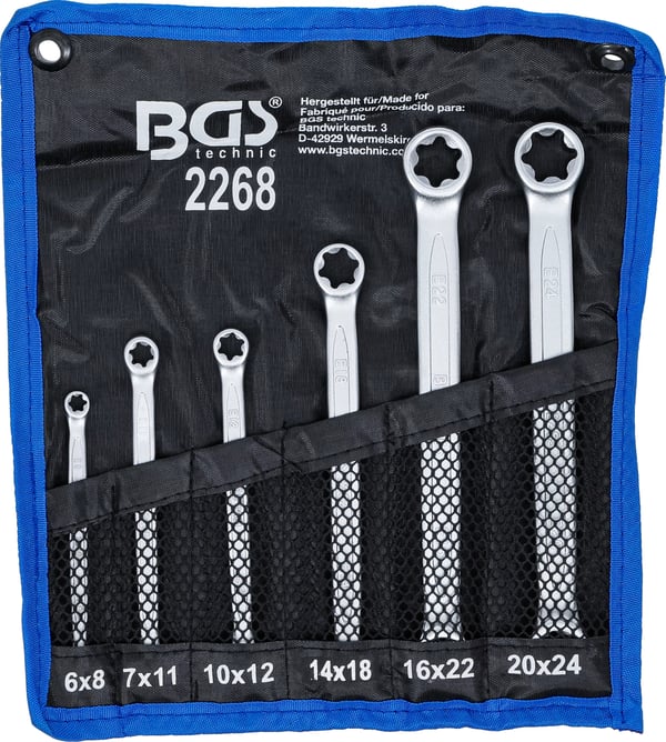 BGS technic Double Ring Spanner Set with E-Type Ring Heads