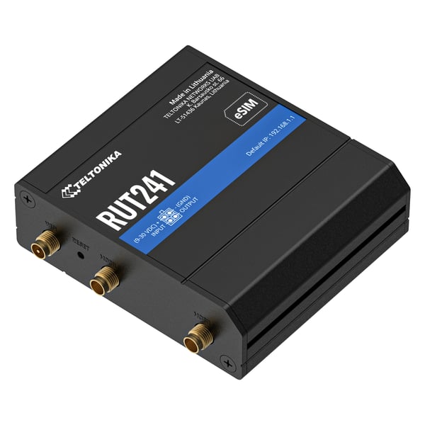Teltonika RUT241 eSIM | Industrieller 4G-LTE-Router | Cat 4, 2x RJ45 100Mb/s, eSIM Cellulær netværksrouter