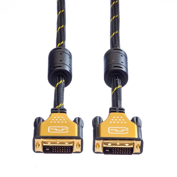 Miniatyrbillede 3 af 4: ROLINE 11.04.5512 DVI kabel 2 m DVI-D Sort, Guld