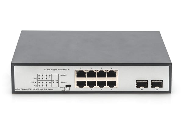 Digitus DN-95140 netværksswitch Ikke administreret Gigabit Ethernet (10/100/1000) Strøm over Ethernet (PoE) Sort, Sølv