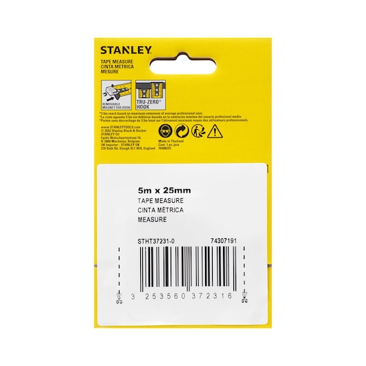 Stanley STHT37231-0 målebånd 5 m Sort, Gul