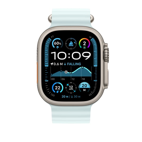 Apple MXTG3ZM/A Smart bærbart (wearable) tilbehør Band Blå Fluoroelastomer, Titanium