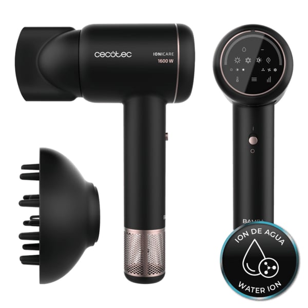 Miniatyrbillede 6 af 12: Cecotec Bamba IoniCare RockStar Ion Touch hårtørrer 1600 W Sort