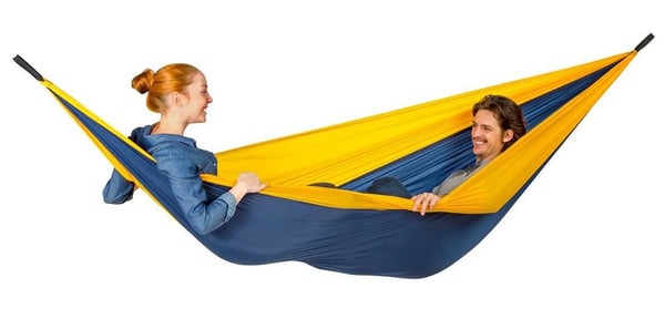AMAZONAS Adventure Hammock XXL Upphängningsbar hängmatta 2 personer Nylon, Ripstop Blå, Gul