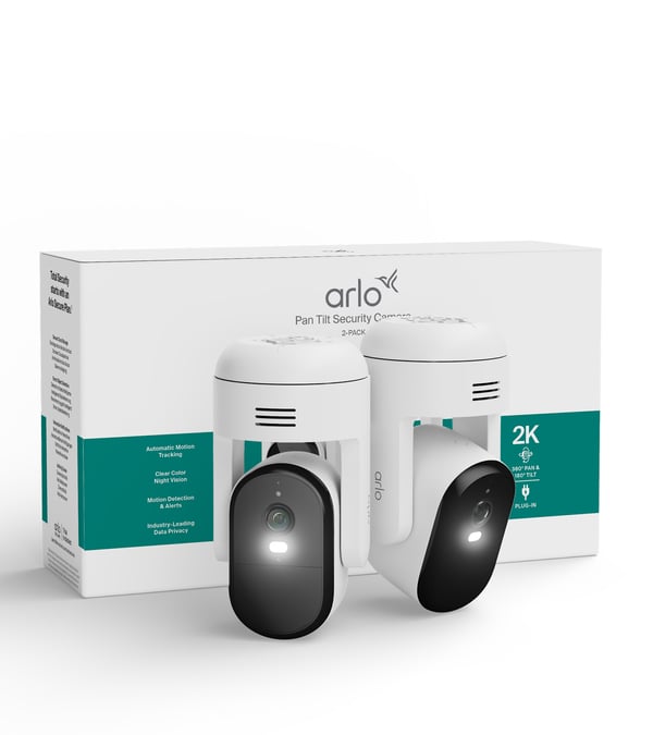 Miniatyrbillede 1 af 10: Arlo Essential 3 2K Pan-Tilt-Zoom udendørs sikkerhedskamera 2-cam