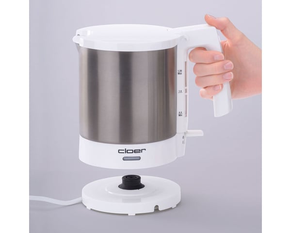 Cloer 4711 vattenkokare 1,5 l 2000 W Rostfritt stål, Vit