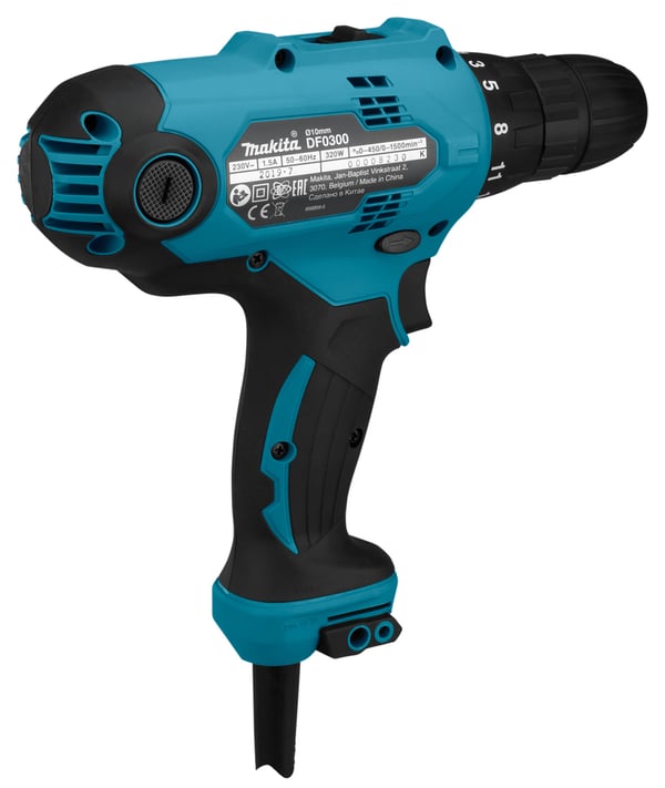 Makita DF0300 bor 1500 rpm Nøglefri 1,2 kg Sort, Blå