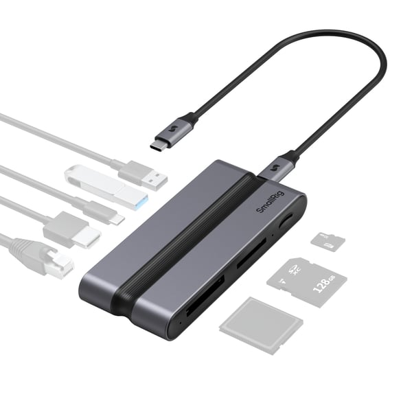 SmallRig 9 in 1 CFexpress B Langallinen USB 3.2 Gen 2 (3.1 Gen 2) Type-C Musta, Harmaa