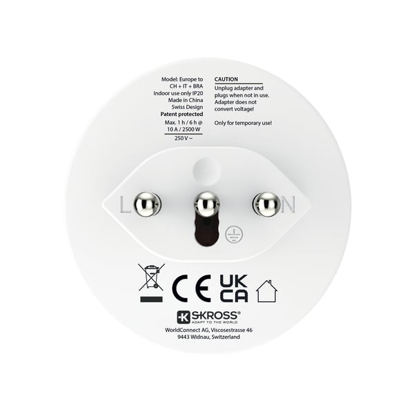 Miniatyrbillede 6 af 7: Skross 1.500272-E strømstik adapter Type C (eurostik) Universel Hvid