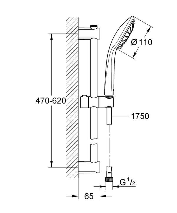 GROHE Vitalio Joy 110 Massage brusesystem Krom