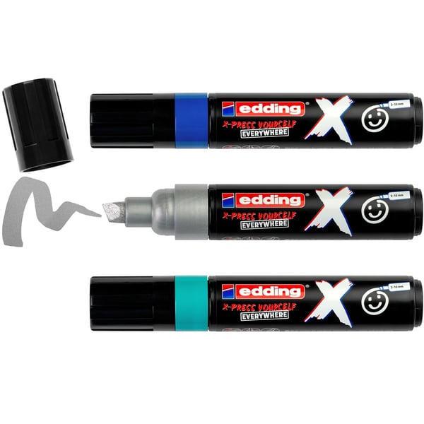 Edding 6900 X Multimarker markeringspennor Mejselspets Blå, Silver, Turkos 3 styck